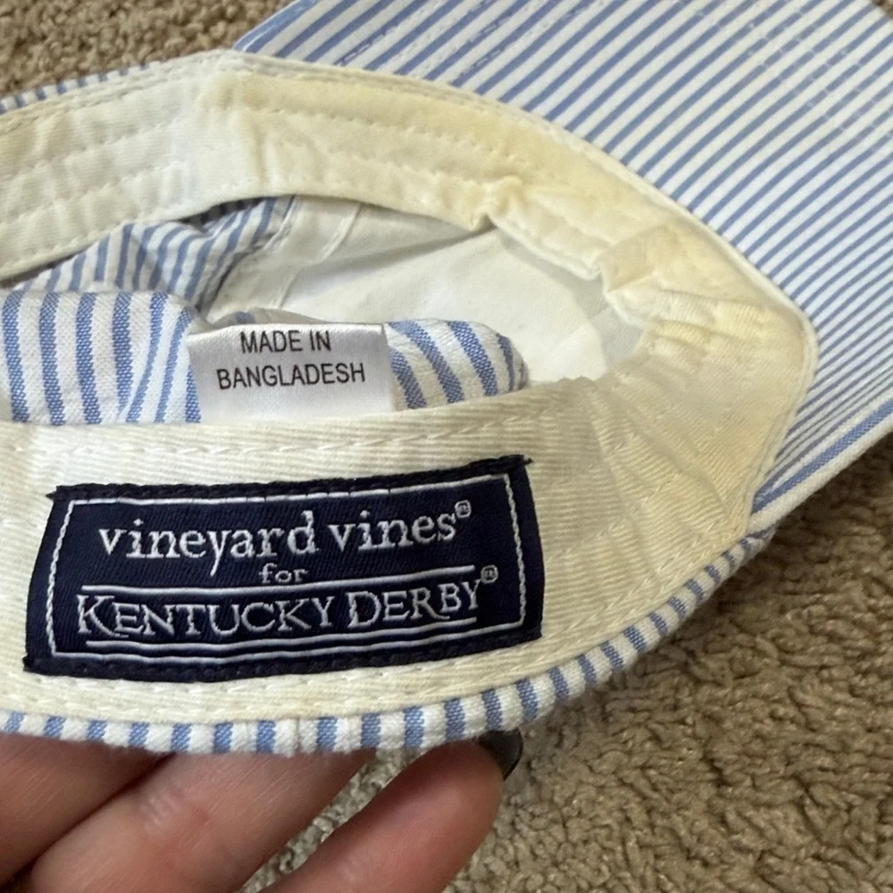 Vineyard Vines blue seersucker baseball hat Kentucky Derby